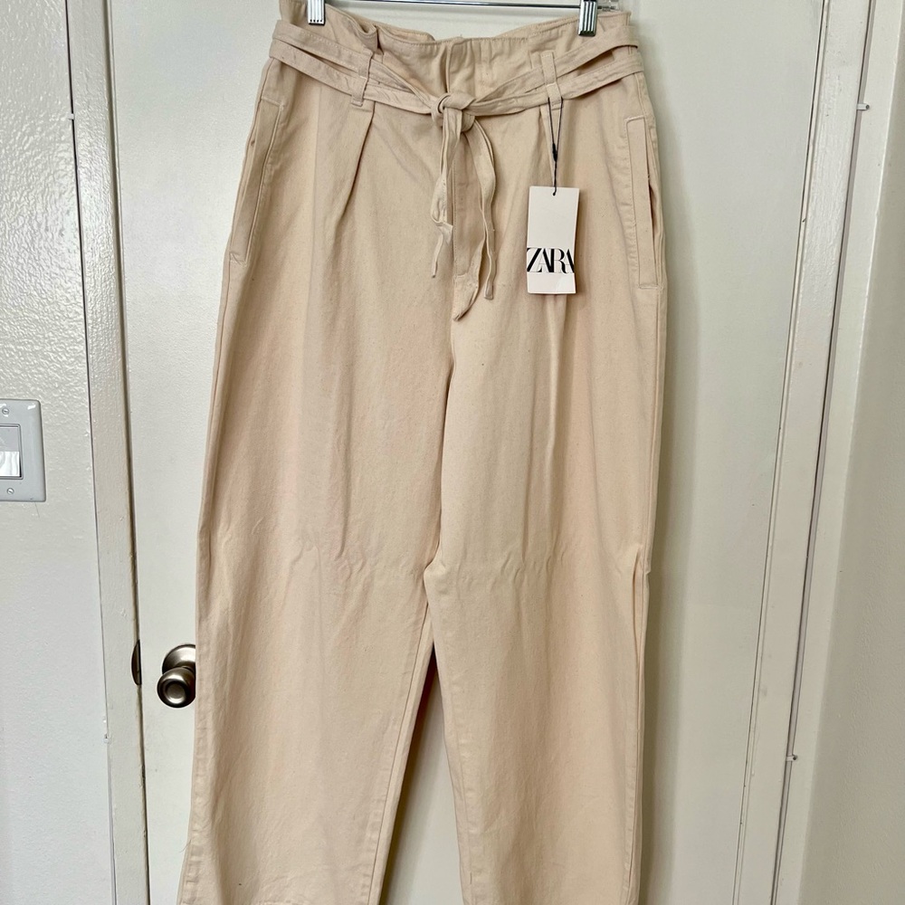 Zara Cream Tie-Waist Trousers
